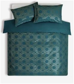 Habitat Geo Jacquard Teal Bedding Set - Double -Habitat Store 3036734 R Z002A