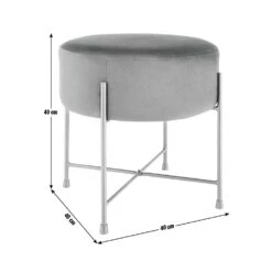 Habitat Jax Velvet Footstool - Black -Habitat Store 3088191 R E001