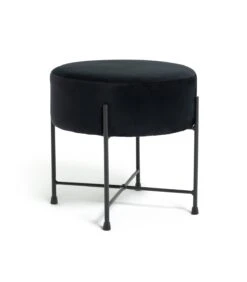 Habitat Jax Velvet Footstool - Black -Habitat Store 3088191 R Z002A