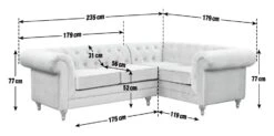Habitat Chesterfield Velvet Left Hand Corner Sofa-Light Grey -Habitat Store 3106633 R E001