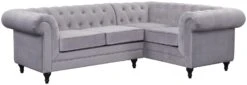 Habitat Chesterfield Velvet Left Hand Corner Sofa-Light Grey -Habitat Store 3106633 R Z002A