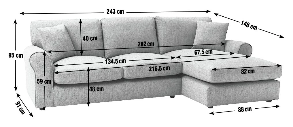 Habitat Lisbon Fabric Right Hand Corner Chaise Sofa-Charcoal 3 Habitat Lisbon Fabric Right Hand Corner Chaise Sofa-Charcoal - Image 3