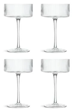 Habitat Ribbed Set Of 4 Champagne Coupe Glasses