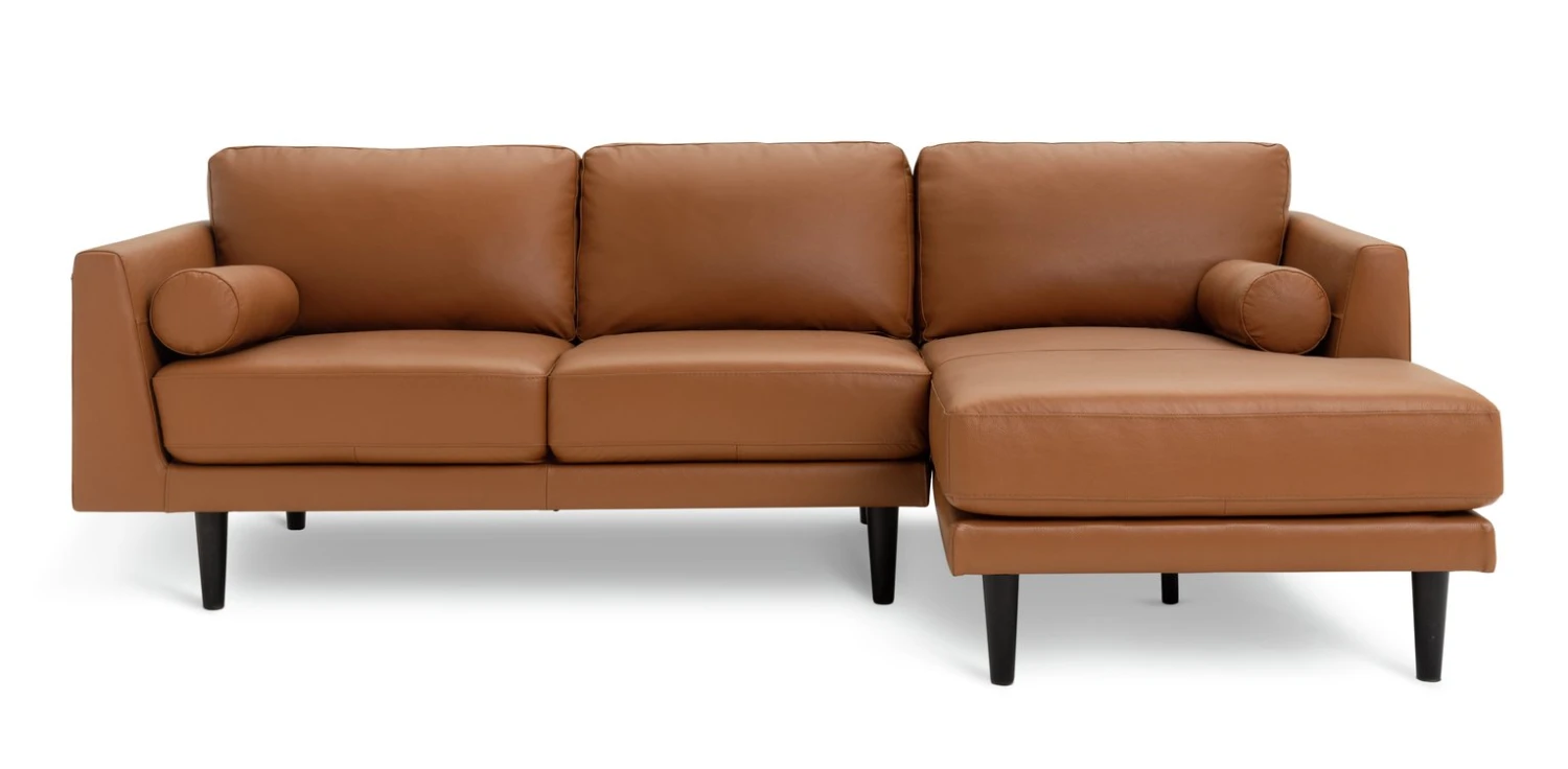 Habitat Jackson Leather Right Corner Chaise Sofa - Tan 5 Habitat Jackson Leather Right Corner Chaise Sofa - Tan - Image 5