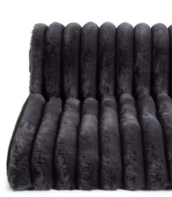 Habitat Ribbed Faux Fur Throw - Charcoal - 125X150cm -Habitat Store 3361320 R Z002A