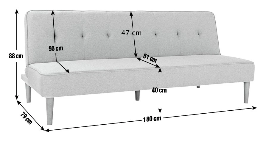 Habitat Odeon 2 Seater Fabric Clic Clac Sofa Bed - Grey 3 Habitat Odeon 2 Seater Fabric Clic Clac Sofa Bed - Grey - Image 3