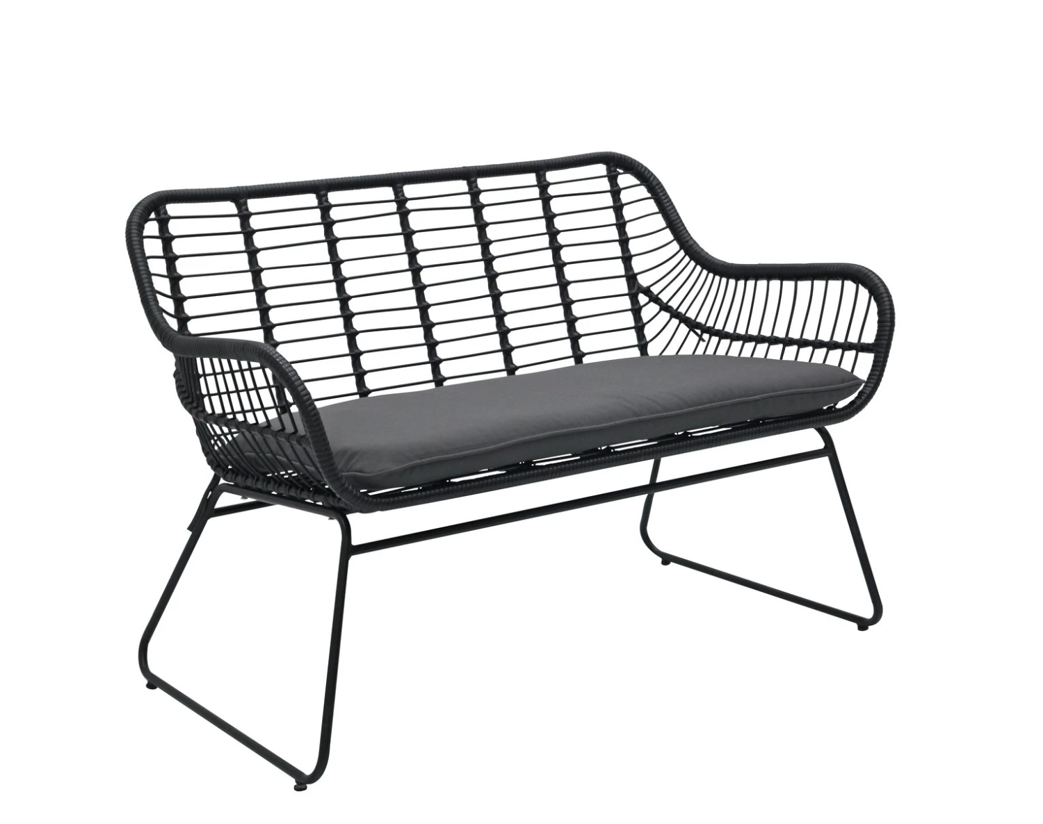 Habitat Ross Rattan Effect Garden Bench - Black 4 Habitat Ross Rattan Effect Garden Bench - Black - Image 4