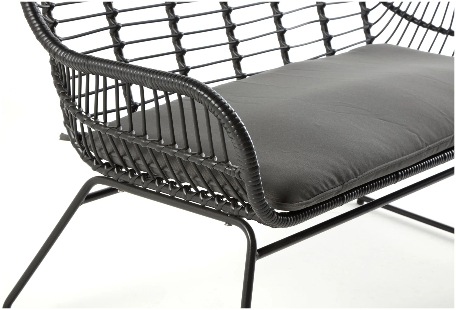 Habitat Ross Rattan Effect Garden Bench - Black 5 Habitat Ross Rattan Effect Garden Bench - Black - Image 5