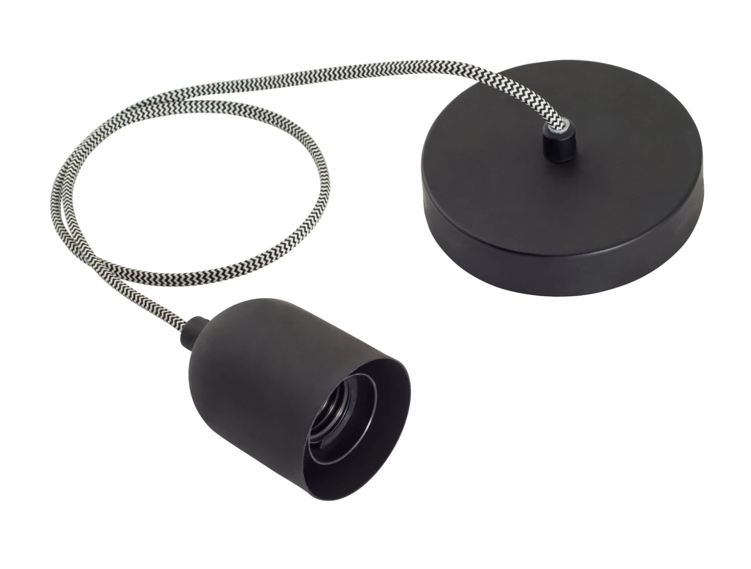 Habitat Pendant Ceiling Light - Matte Black & Herringbone 2 Habitat Pendant Ceiling Light - Matte Black & Herringbone - Image 2