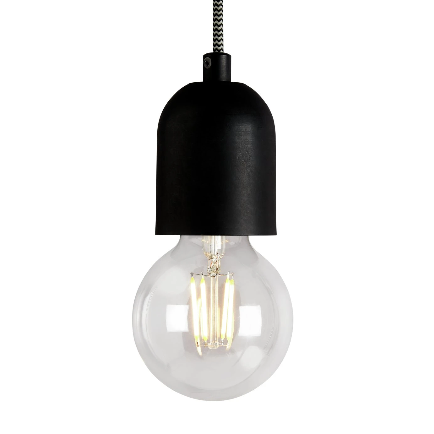 Habitat Pendant Ceiling Light - Matte Black & Herringbone 3 Habitat Pendant Ceiling Light - Matte Black & Herringbone - Image 3