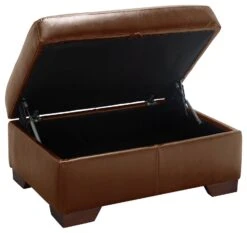 Habitat Eton Leather Storage Ottoman Footstool - Tan -Habitat Store 3594630 R Z003A