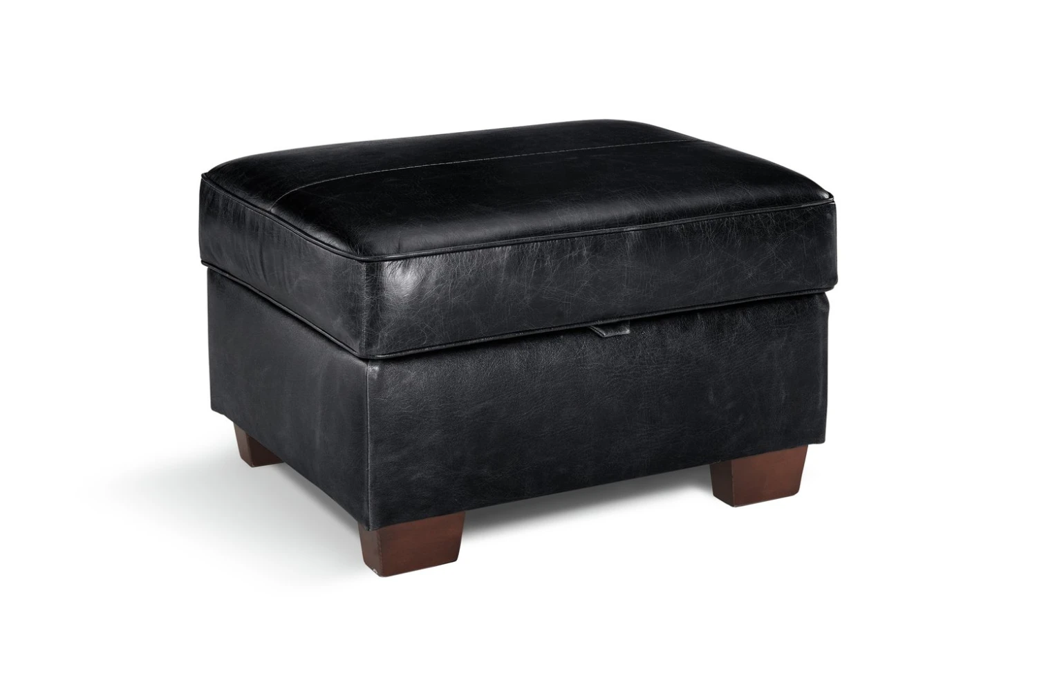 Habitat Salisbury Leather Storage Footstool - Black 4 Habitat Salisbury Leather Storage Footstool - Black - Image 4