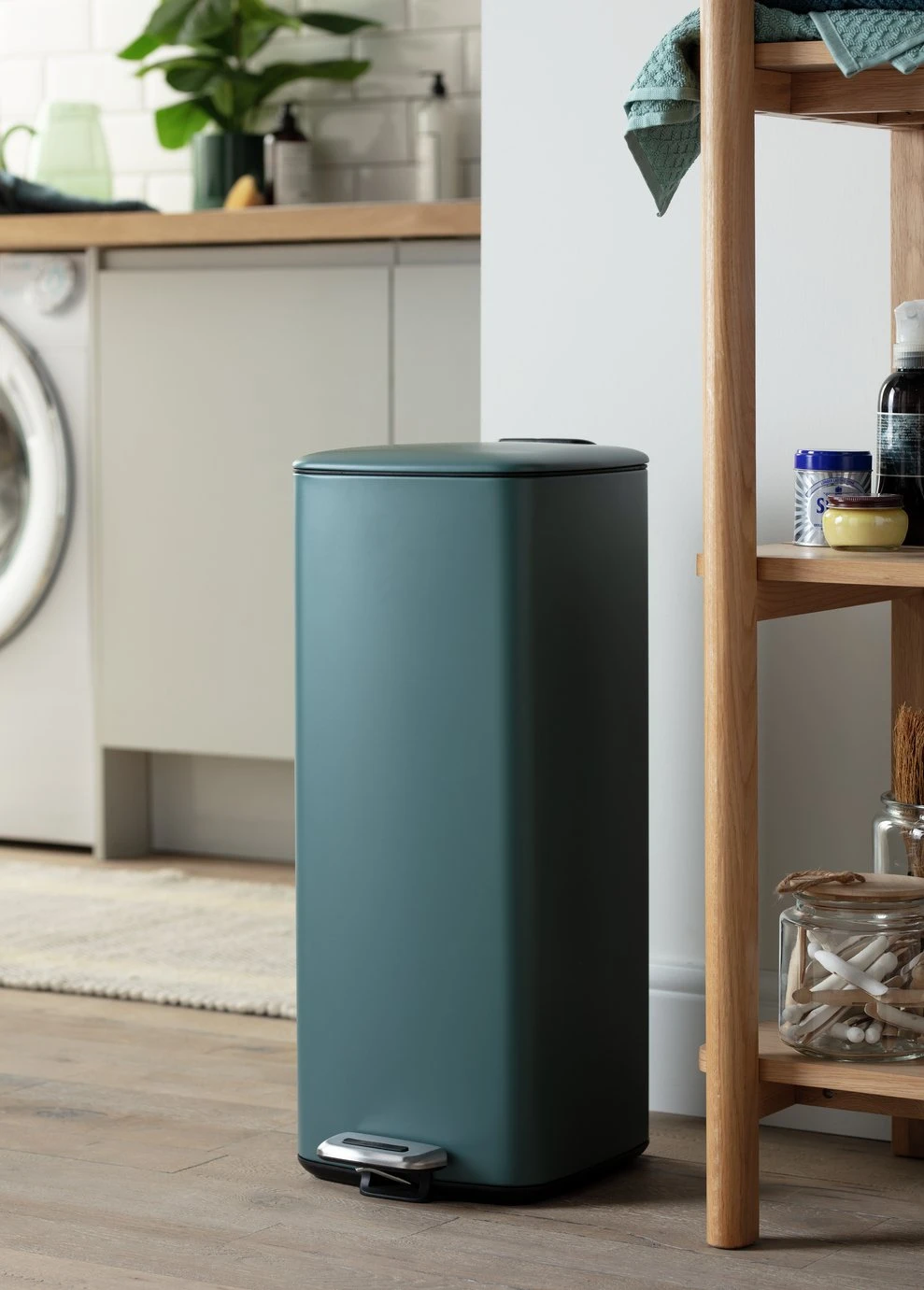 Habitat 28 Litre Square Waste Bin - Teal 2 Habitat 28 Litre Square Waste Bin - Teal - Image 2