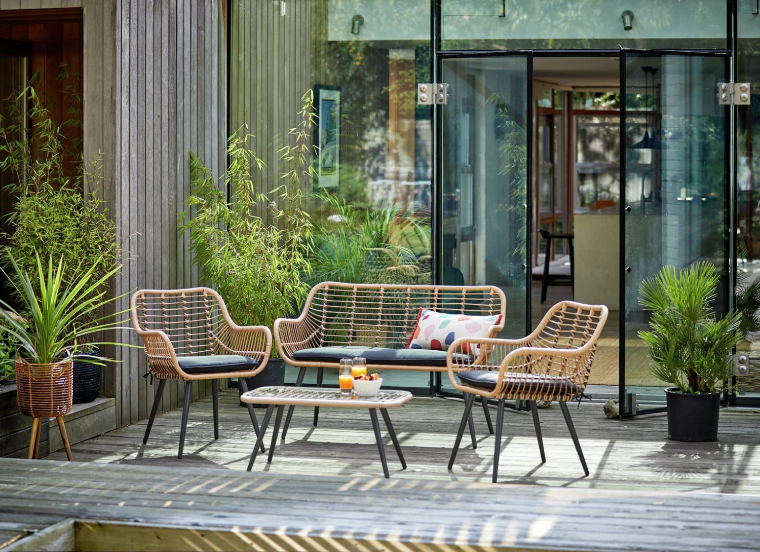 Habitat 4 Seater Bamboo Effect Garden Sofa Set 2 Habitat 4 Seater Bamboo Effect Garden Sofa Set - Image 2