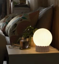 Habitat Ribbed Globe Table Lamp - White & Natural 13 Habitat Ribbed Globe Table Lamp - White & Natural -Habitat Store 4588982 R Z002C