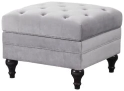 Habitat Chesterfield Velvet Storage Footstool - Light Grey -Habitat Store 4654287 R Z002A
