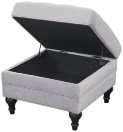 Habitat Chesterfield Velvet Storage Footstool - Light Grey -Habitat Store 4654287 R Z003A