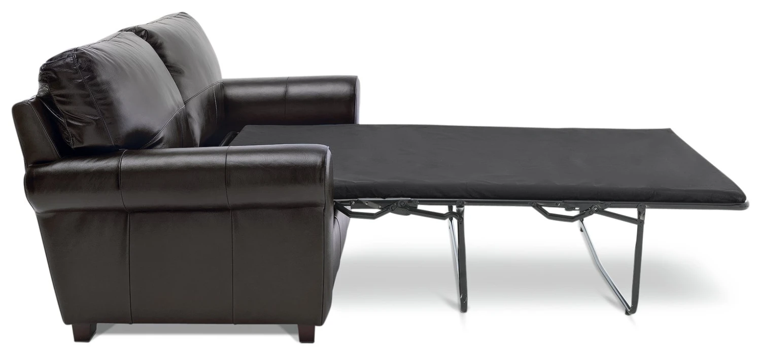 Habitat Salisbury 2 Seater Leather Sofa Bed - Chocolate 4 Habitat Salisbury 2 Seater Leather Sofa Bed - Chocolate - Image 4