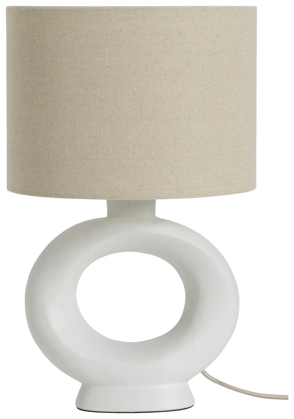 Habitat Nels Large Circle Ceramic Table Lamp - White & Beige 2 Habitat Nels Large Circle Ceramic Table Lamp - White & Beige - Image 2
