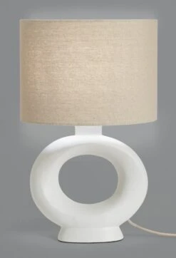 Habitat Nels Large Circle Ceramic Table Lamp - White & Beige 10 Habitat Nels Large Circle Ceramic Table Lamp - White & Beige -Habitat Store 5022887 R Z005A