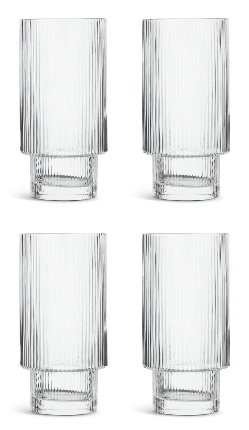 Habitat Ribbed Set Of 4 Hi Ball Glasses 1 Habitat Ribbed Set Of 4 Hi Ball Glasses
