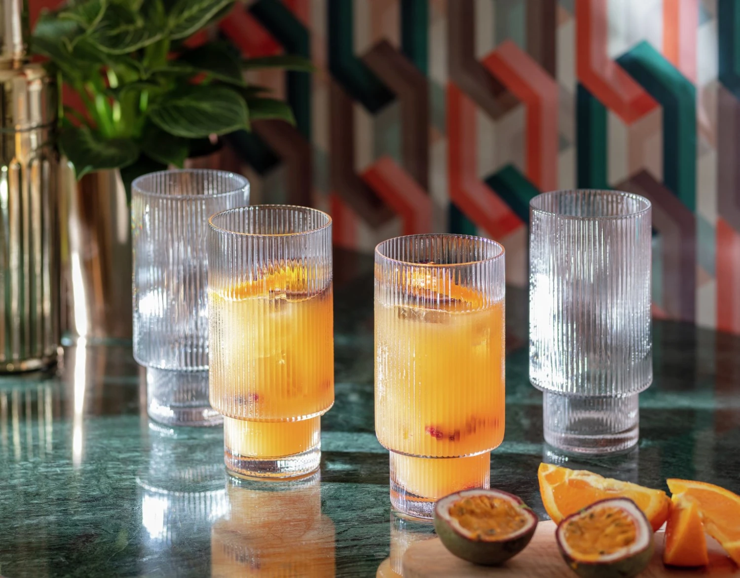 Habitat Ribbed Set Of 4 Hi Ball Glasses 2 Habitat Ribbed Set Of 4 Hi Ball Glasses - Image 2