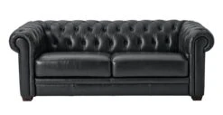 Habitat Chesterfield Leather 3 Seater Sofa - Black