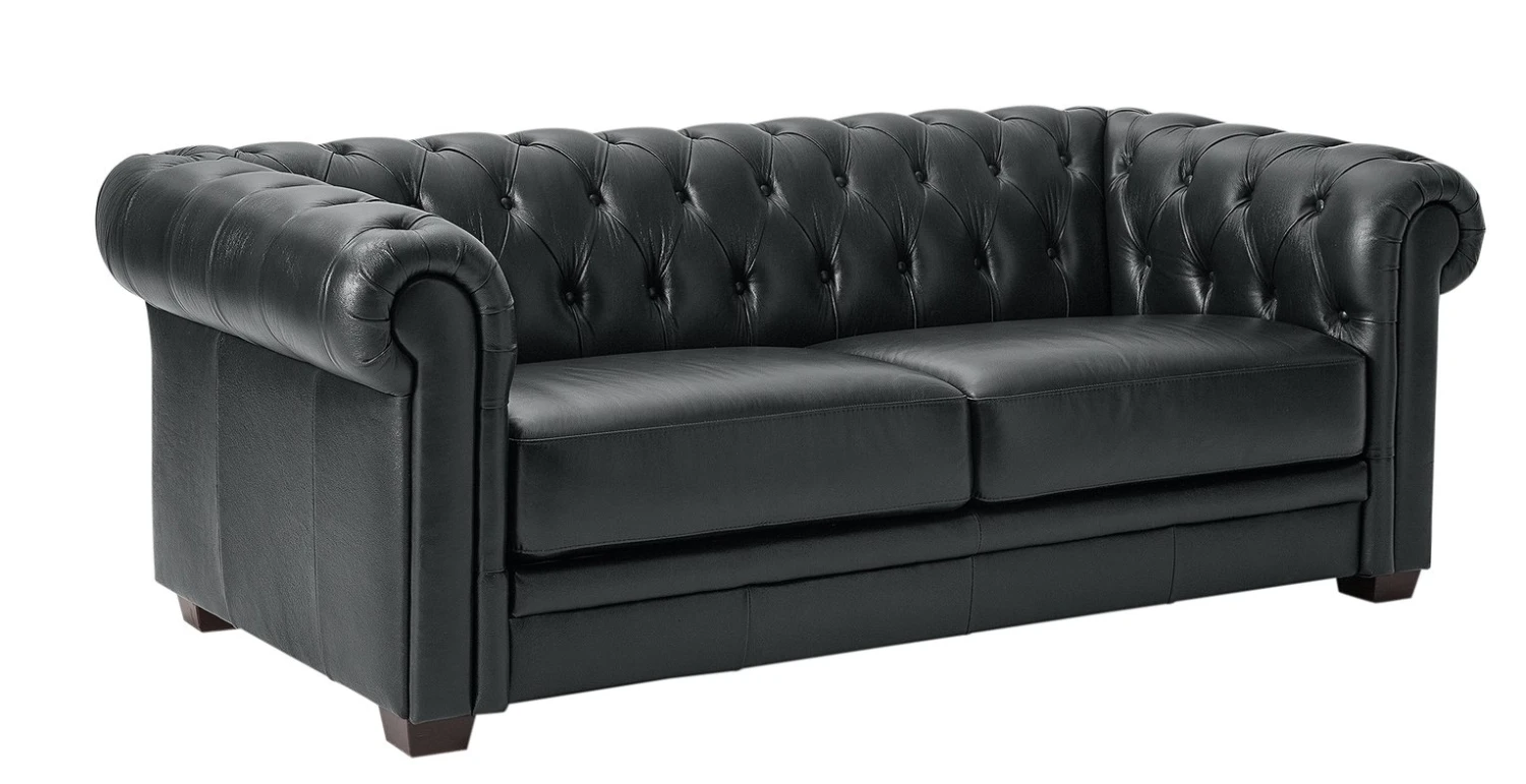 Habitat Chesterfield Leather 3 Seater Sofa - Black 7 Habitat Chesterfield Leather 3 Seater Sofa - Black - Image 7