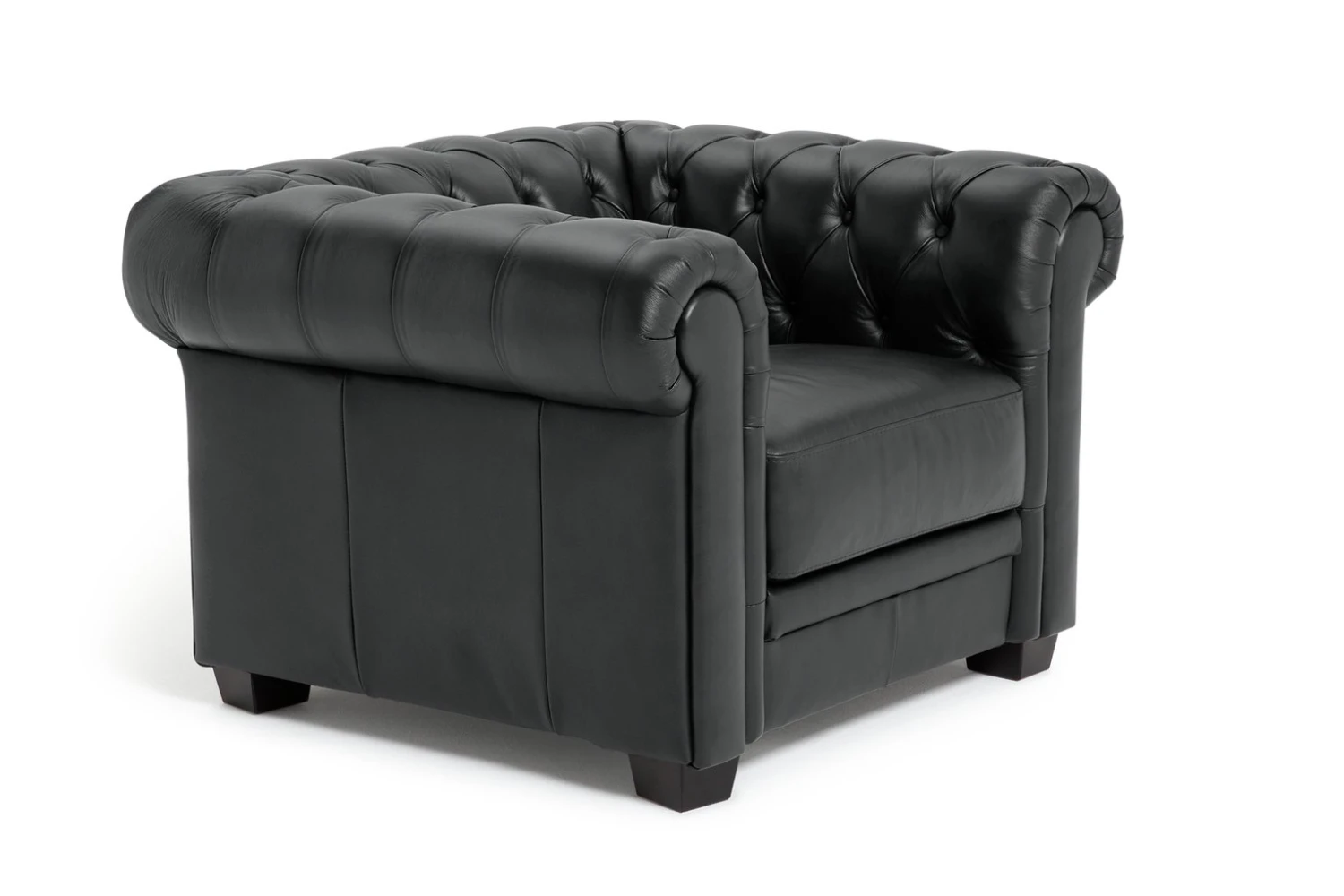 Habitat Chesterfield Leather Armchair - Black 5 Habitat Chesterfield Leather Armchair - Black - Image 5