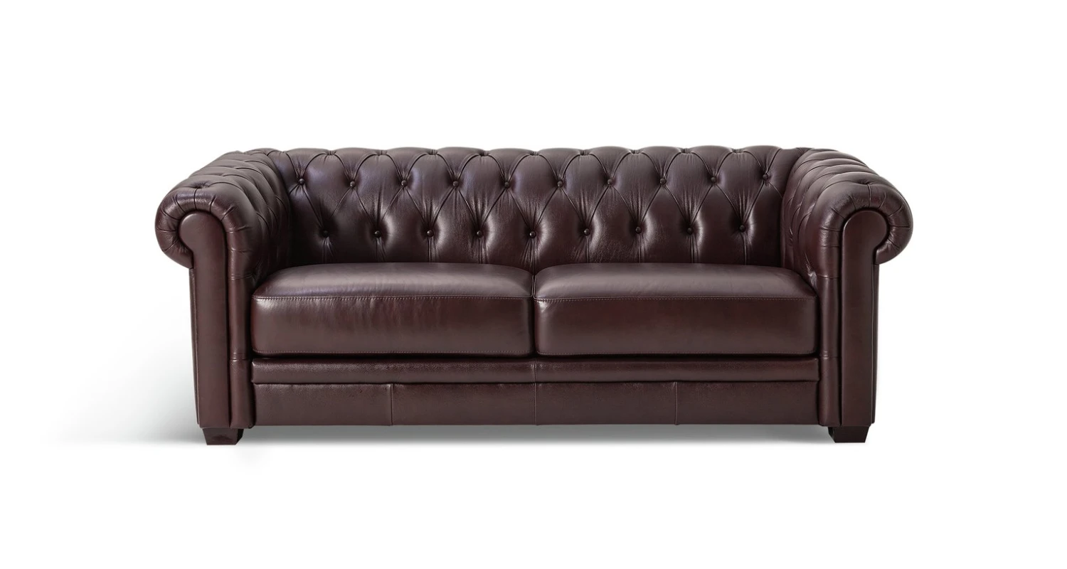 Habitat Chesterfield Leather 3 Seater Sofa - Chocolate 1 Habitat Chesterfield Leather 3 Seater Sofa - Chocolate