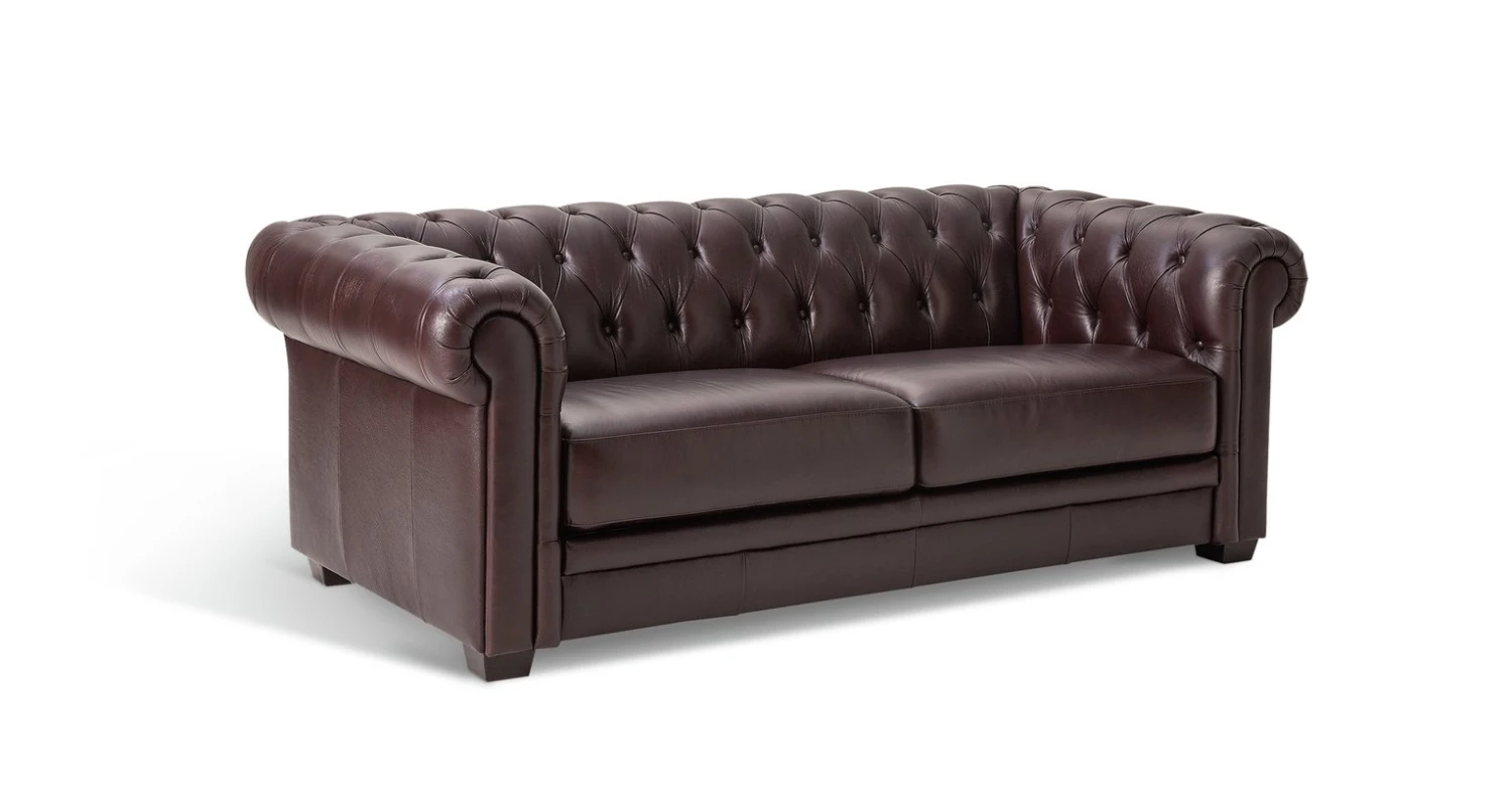 Habitat Chesterfield Leather 3 Seater Sofa - Chocolate 5 Habitat Chesterfield Leather 3 Seater Sofa - Chocolate - Image 5