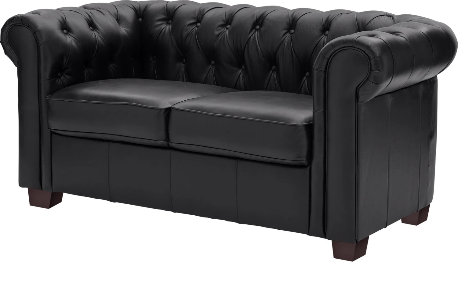 Habitat Chesterfield Leather 2 Seater Sofa - Black 5 Habitat Chesterfield Leather 2 Seater Sofa - Black - Image 5