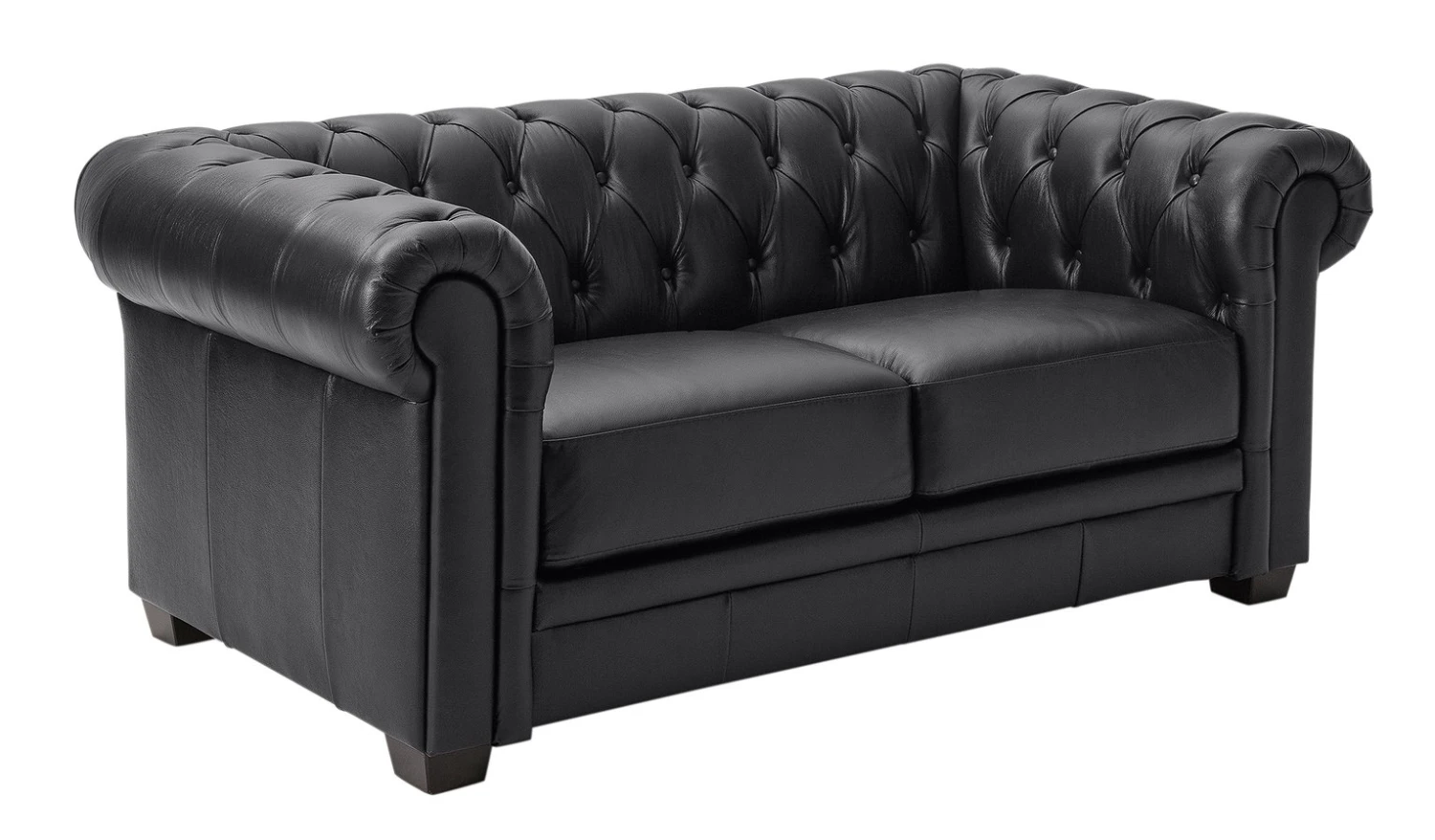 Habitat Chesterfield Leather 2 Seater Sofa - Black 7 Habitat Chesterfield Leather 2 Seater Sofa - Black - Image 7