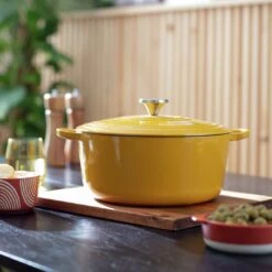 Habitat Global 5.3 Litre Cast Iron Casserole Dish - Yellow 11 Habitat Global 5.3 Litre Cast Iron Casserole Dish - Yellow -Habitat Store 6609625 R Z002C