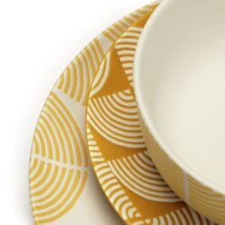 Habitat Block Print 12 Piece Stoneware Dinner Set - Yellow 10 Habitat Block Print 12 Piece Stoneware Dinner Set - Yellow -Habitat Store 7040575 R Z005A