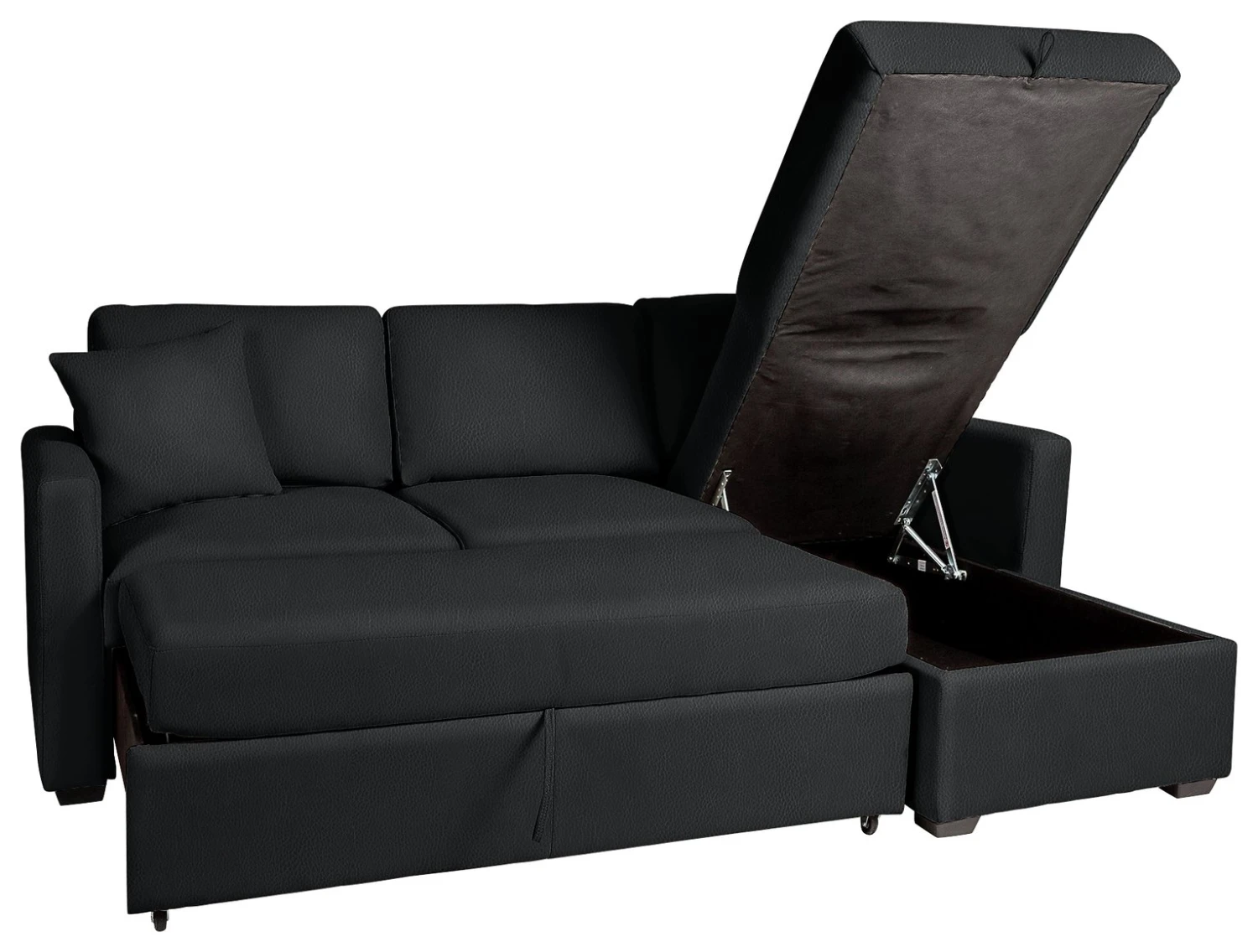 Habitat Reagan Corner Chaise Faux Leather Sofa Bed - Black 2 Habitat Reagan Corner Chaise Faux Leather Sofa Bed - Black - Image 2