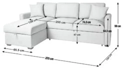Habitat Reagan Left Corner Chaise Sofa Bed - Natural -Habitat Store 7118847 R Z020A