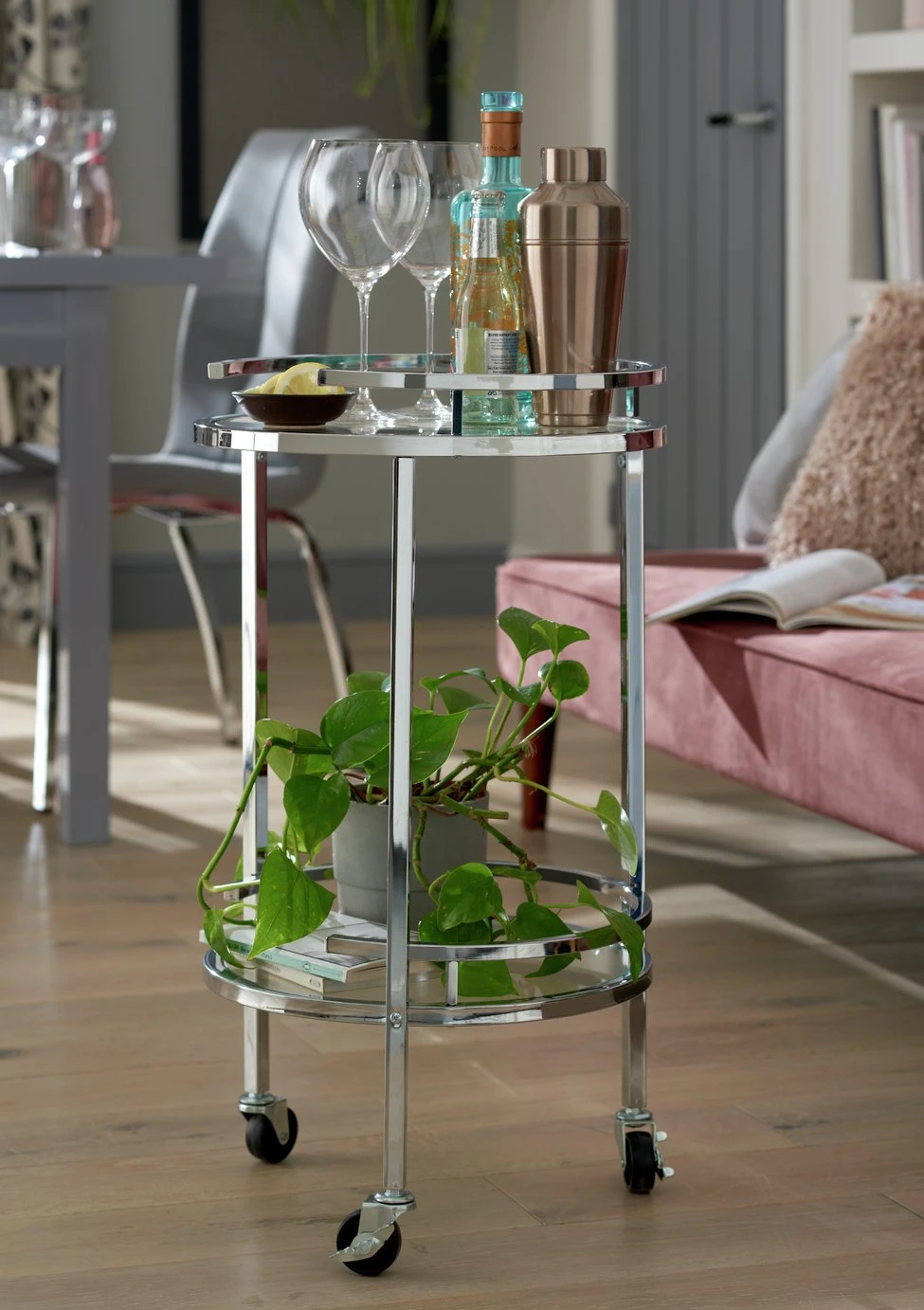 Habitat Chrome And Glass Drinks Trolley 2 Habitat Chrome And Glass Drinks Trolley - Image 2