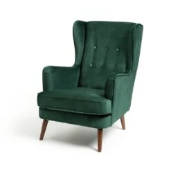 Habitat Callie Velvet Wingback Chair - Forest Green 12 Habitat Callie Velvet Wingback Chair - Forest Green -Habitat Store 7878486 R Z002A