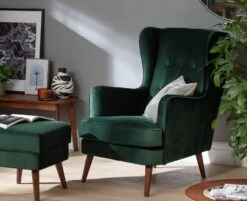 Habitat Callie Velvet Wingback Chair - Forest Green 17 Habitat Callie Velvet Wingback Chair - Forest Green -Habitat Store 7878486 R Z002C