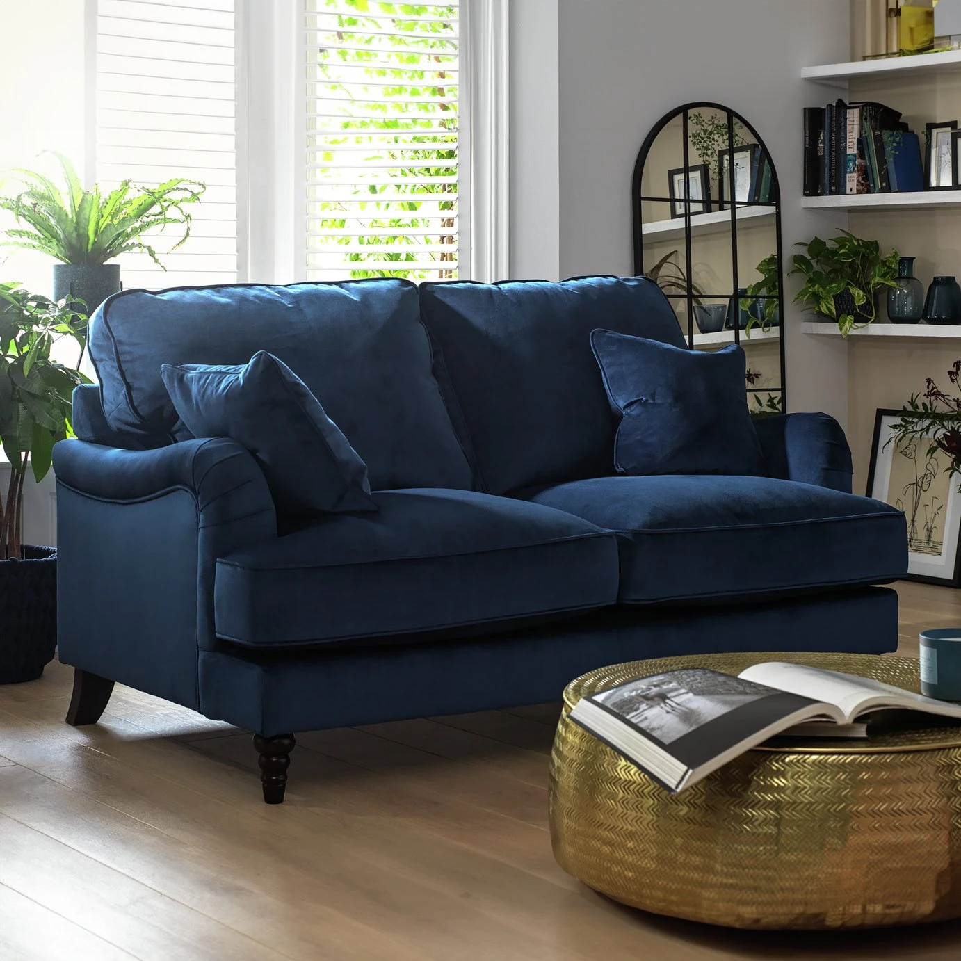 Habitat Matilda Velvet 2 Seater Sofa - Blue 2 Habitat Matilda Velvet 2 Seater Sofa - Blue - Image 2