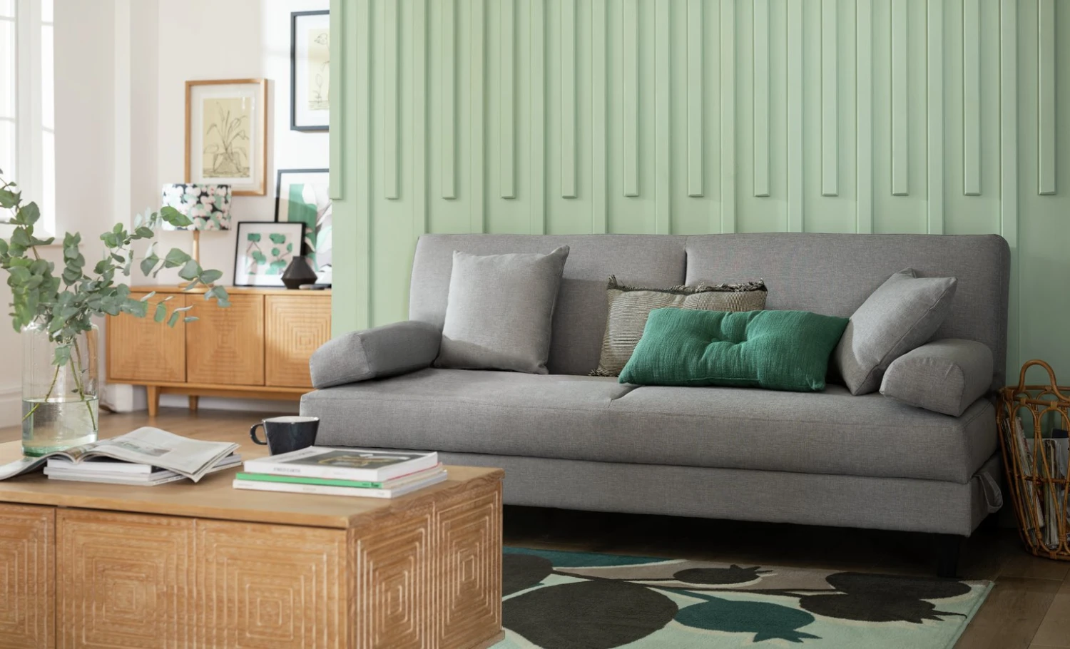 Habitat Chase Fabric Clic Clac Sofa Bed - Light Grey 2 Habitat Chase Fabric Clic Clac Sofa Bed - Light Grey - Image 2