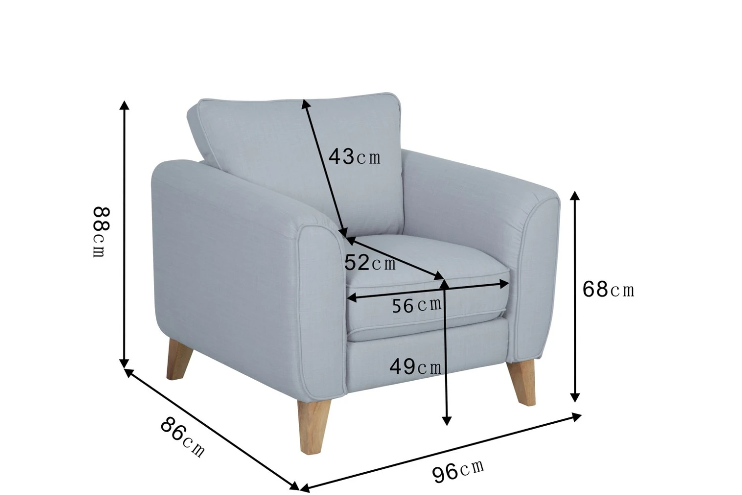 Habitat Cooper Fabric Armchair - Light Grey 8 Habitat Cooper Fabric Armchair - Light Grey - Image 8