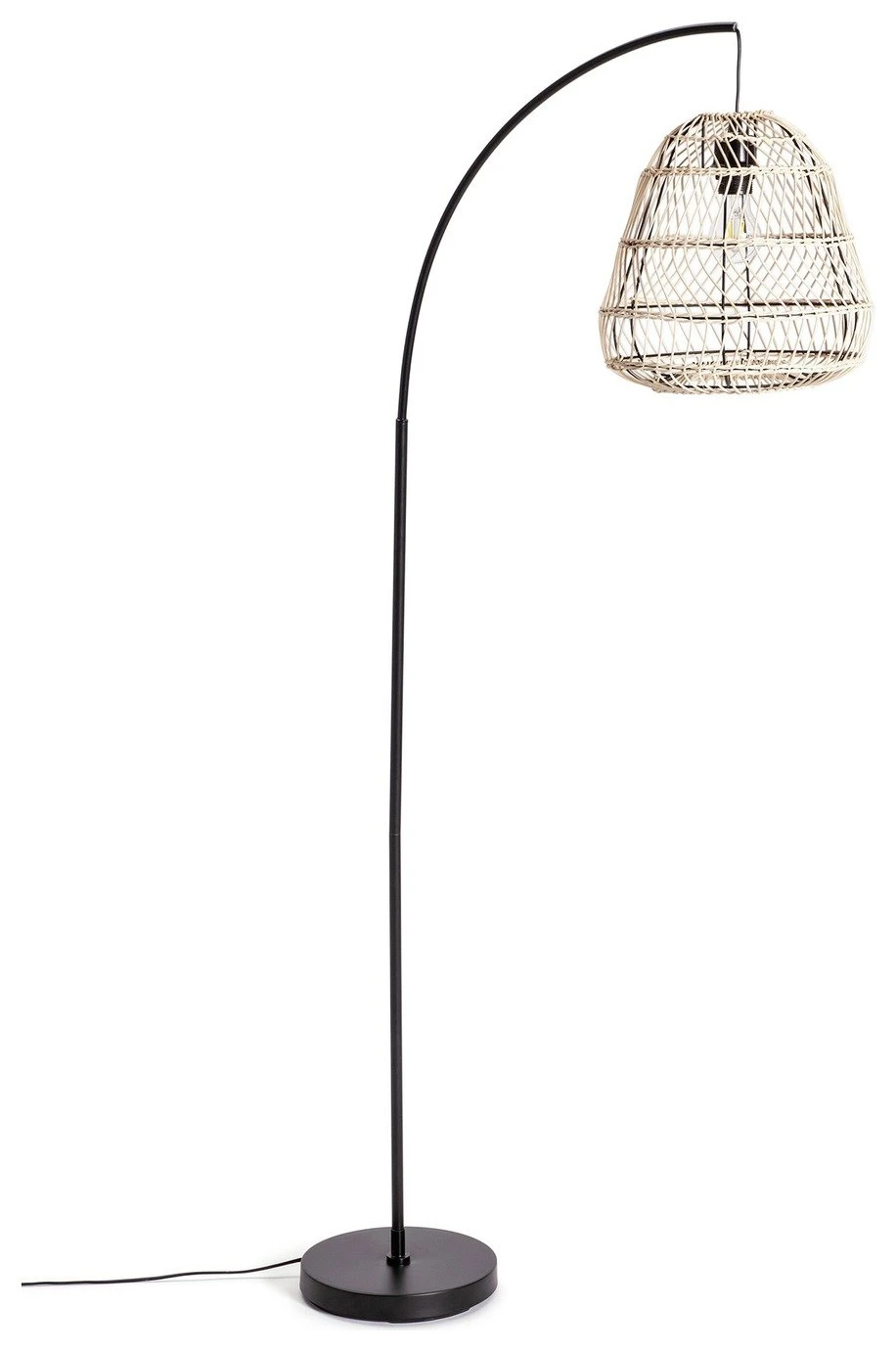 Habitat Rattan Arc Floor Lamp - Cream And Black 2 Habitat Rattan Arc Floor Lamp - Cream And Black - Image 2