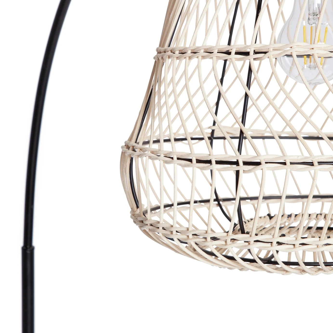 Habitat Rattan Arc Floor Lamp - Cream And Black 4 Habitat Rattan Arc Floor Lamp - Cream And Black - Image 4