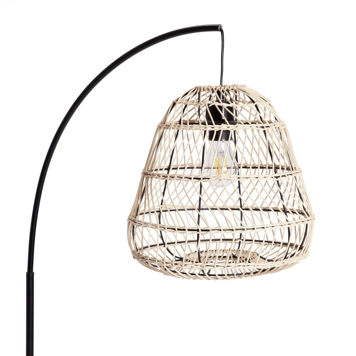 Habitat Rattan Arc Floor Lamp - Cream And Black 7 Habitat Rattan Arc Floor Lamp - Cream And Black - Image 7