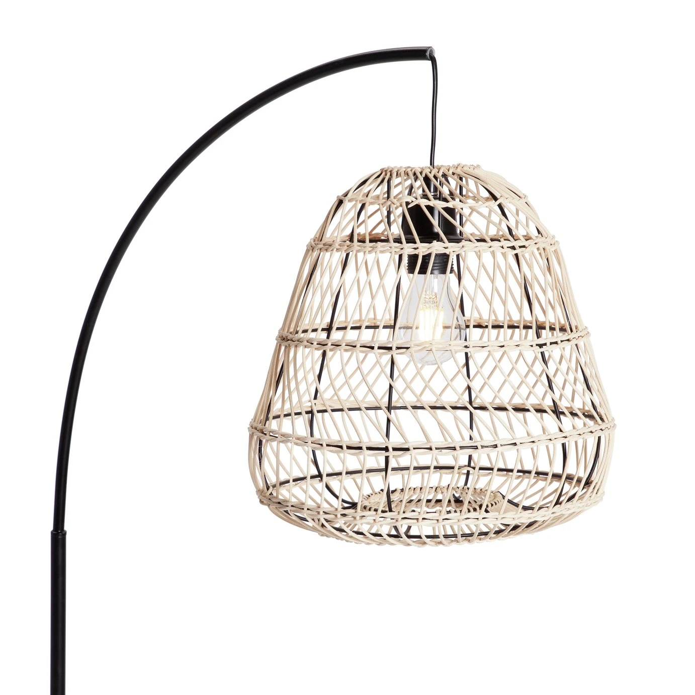 Habitat Rattan Arc Floor Lamp - Cream And Black 8 Habitat Rattan Arc Floor Lamp - Cream And Black - Image 8
