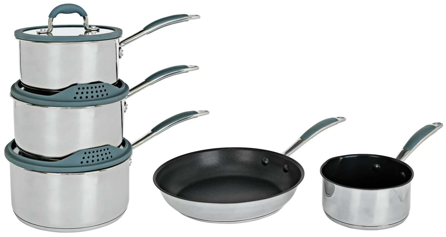 Habitat 5 Piece Stainless Steel With Silicone Rim Pan Set 1 Habitat 5 Piece Stainless Steel With Silicone Rim Pan Set