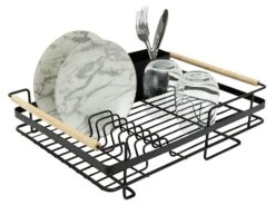 Habitat Wire Dishdrainer - Wood And Black -Habitat Store 8092010 R Z007A