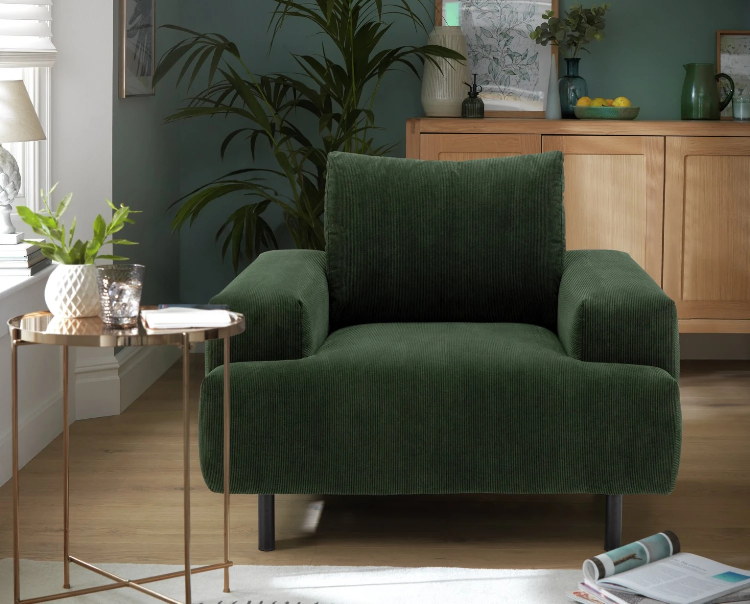 Habitat Julien Fabric Armchair - Green 2 Habitat Julien Fabric Armchair - Green - Image 2